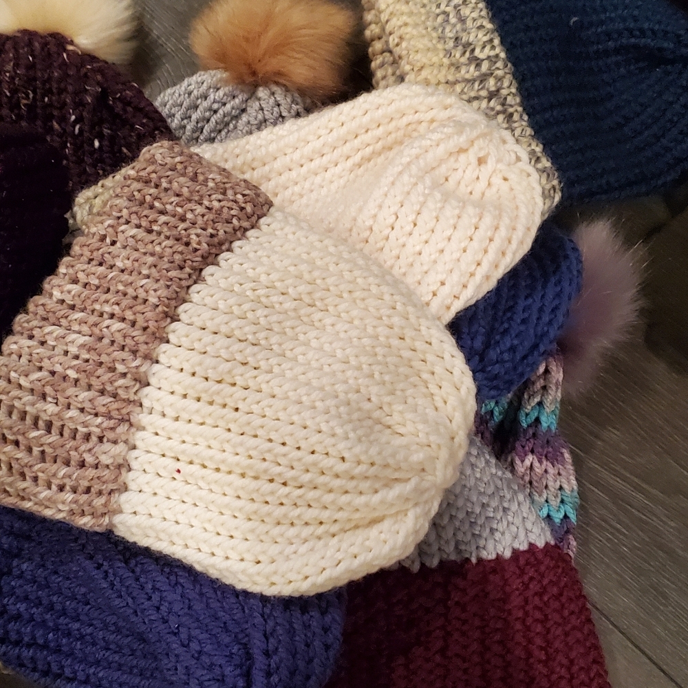 Hand knit hats
